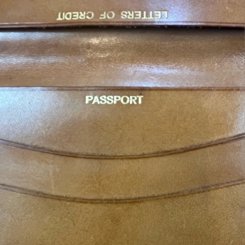 Vintage Old Travel Wallet Gold Lettering Passport Landing Card Luggage Ticket